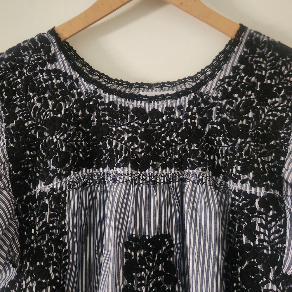 Margarita Mercantile Sara Top Midnight Blue Embroidery Small - Picture 2 of 14